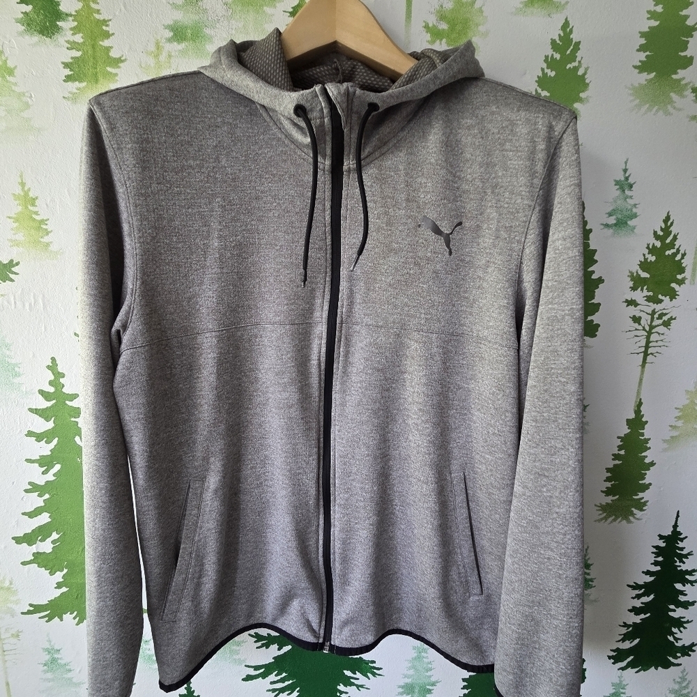 Gray Zip-Up Puma Hoodie Sweater